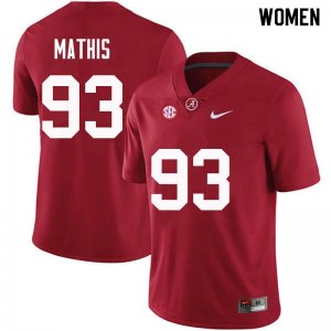NCAA Women's Alabama Crimson Tide #93 Phidarian Mathis Stitched College Nike Authentic Crimson Football Jersey LJ17D77UP